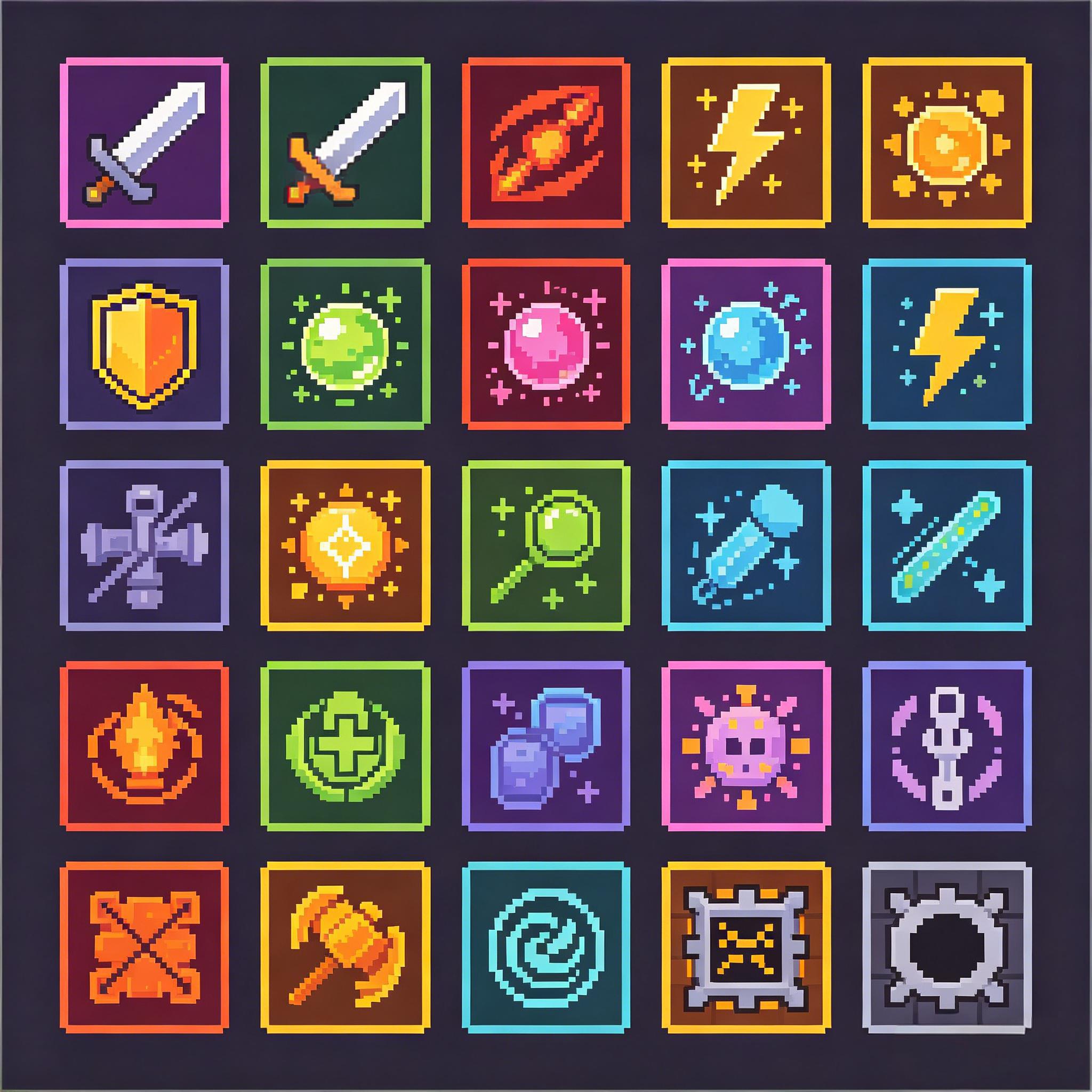 复古像素风 RPG 技能与道具图标套装